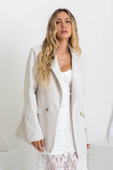 Eli Boyfriend Blazer Jacket - Oyster - The Self Styler