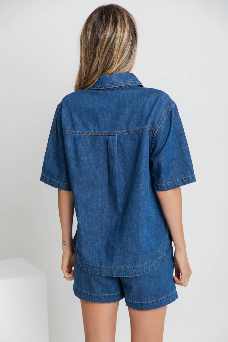 Willow Denim Shirt - Dark Wash - The Self Styler - The Self Styler