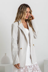 Eli Boyfriend Blazer Jacket - Oyster - The Self Styler