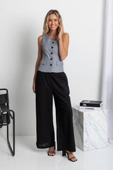 Revie Wide-Leg Pant - Black - The Self Styler