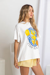 Saint Relaxed-Fit Graphic Tee - Blue Lemon Print - The Self Styler