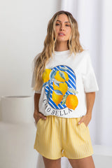 Saint Relaxed-Fit Graphic Tee - Blue Lemon Print - The Self Styler