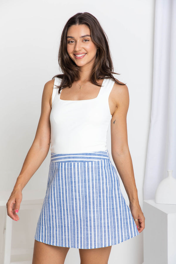 Arlo Skirt - Blue Stripe - The Self Styler