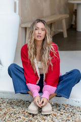 Winnie Knit Cardigan - Pink and Red - The Self Styler