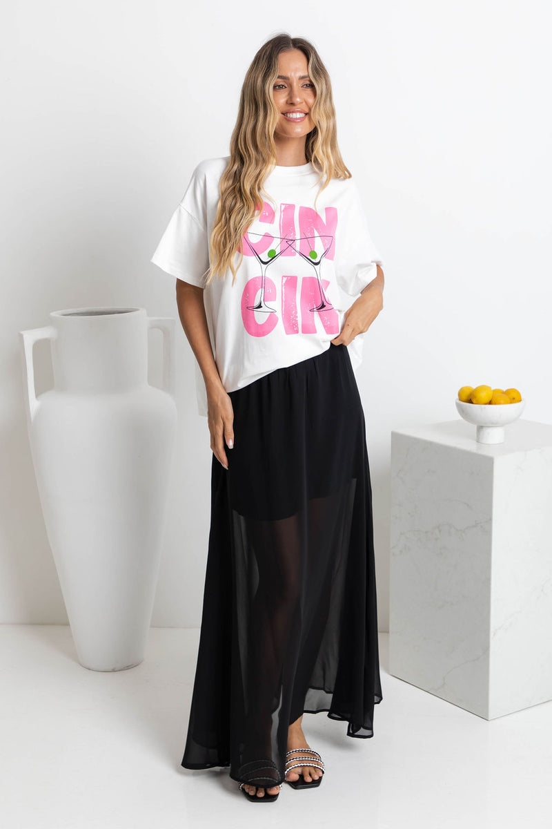 Alli Sheer Maxi Skirt - Black - The Self Styler