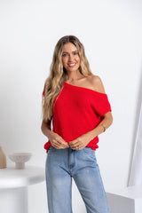 Avalon Off-The-Shoulder Top - Red - The Self Styler