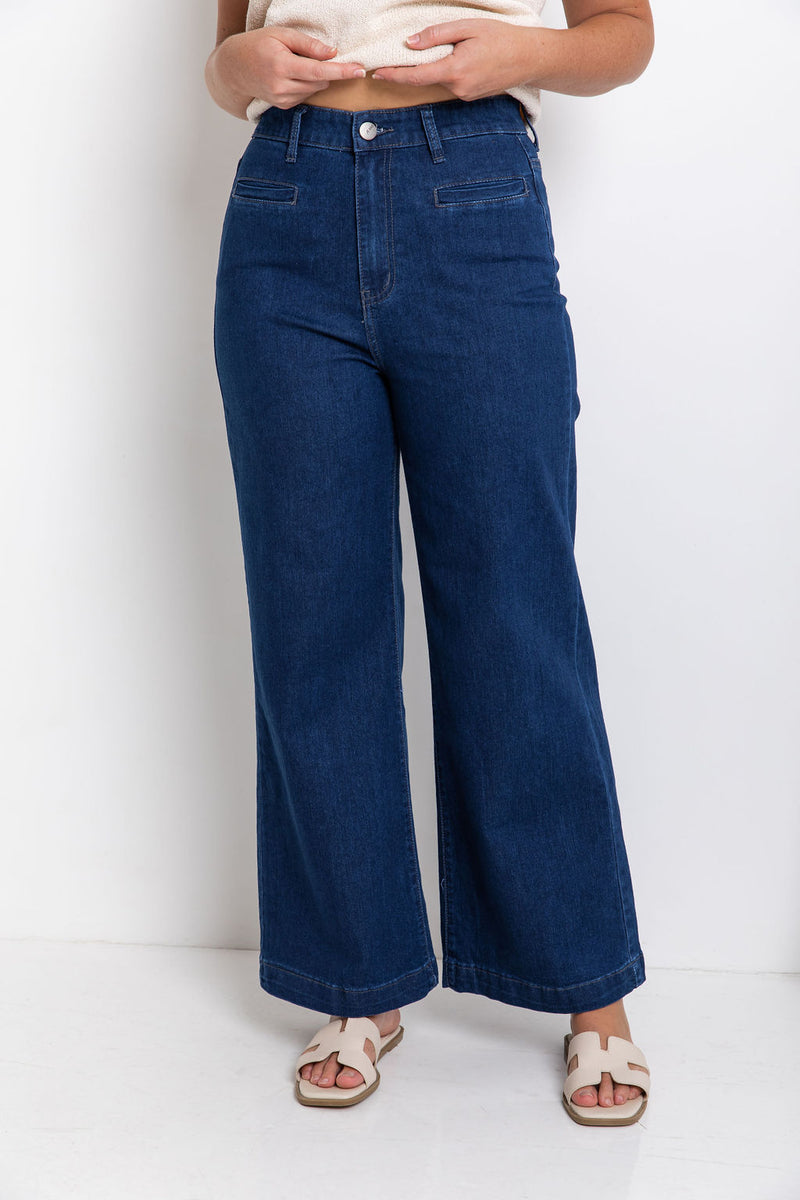 Stevie Wide-Leg Denim Jeans - Dark Wash - The Self Styler