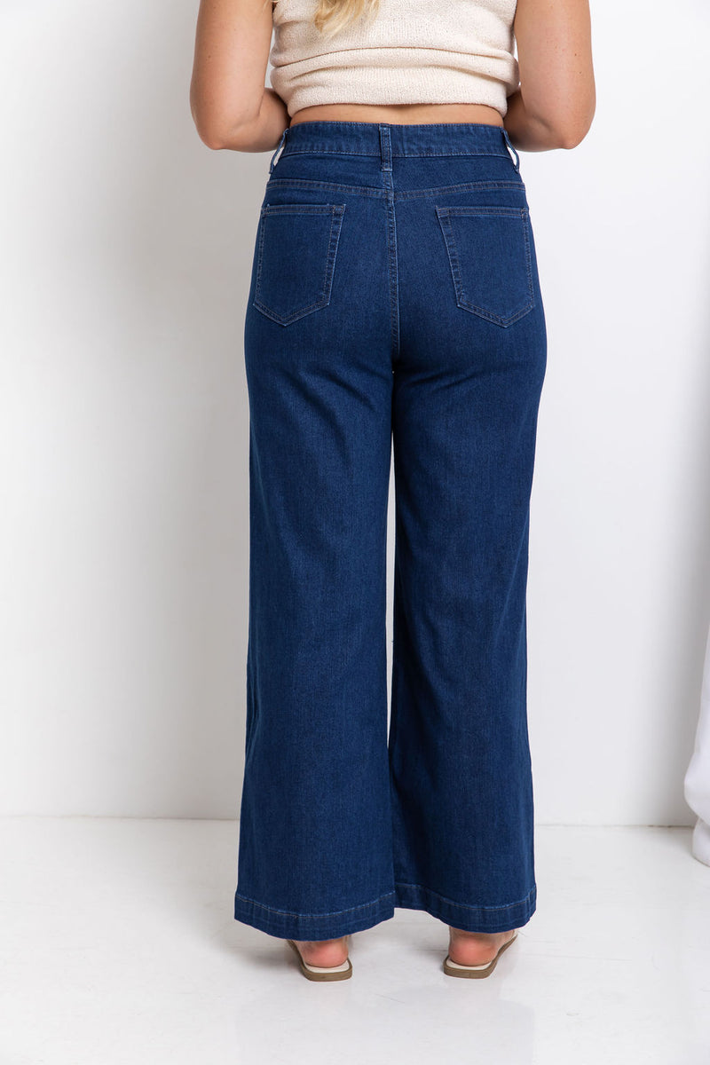 Stevie Wide-Leg Denim Jeans - Dark Wash - The Self Styler