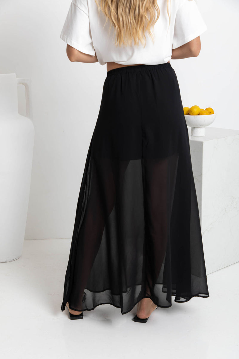 Alli Sheer Maxi Skirt - Black - The Self Styler