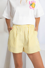 Zion Shorts - Yellow and White Stripe - The Self Styler