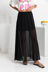 Alli Sheer Maxi Skirt - Black - The Self Styler