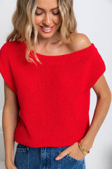 Avalon Off-The-Shoulder Top - Red - The Self Styler