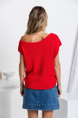 Avalon Off-The-Shoulder Top - Red - The Self Styler