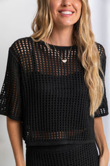 Isabel Crochet Crop Top - Black - The Self Styler