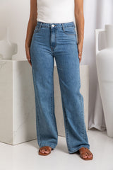 Blake Straight-Leg Denim Jeans - Mid-Wash Blue - The Self Styler