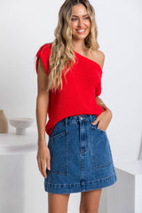 Heidi Denim Mini Skirt - Dark Blue Wash - The Self Styler - The Self Styler