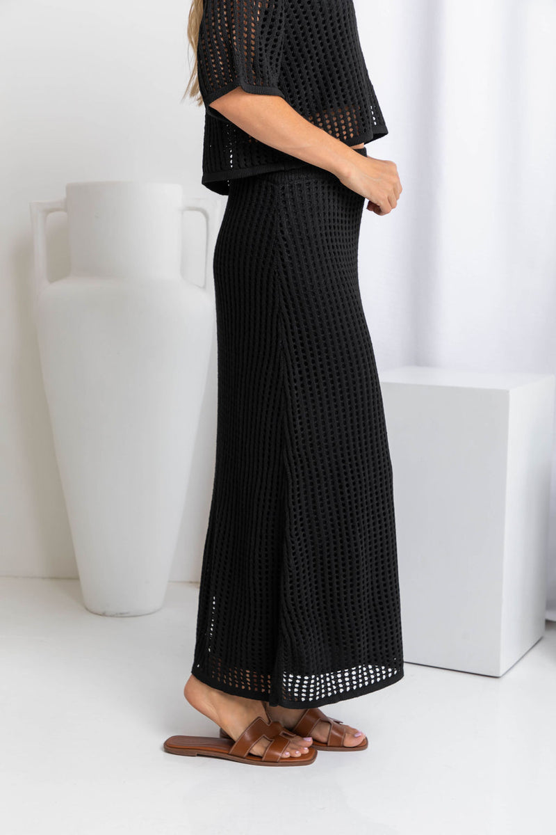 Florence Crochet Midi Skirt - Black - The Self Styler