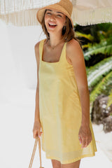 Zephyr Linen Dress - Yellow - The Self Styler