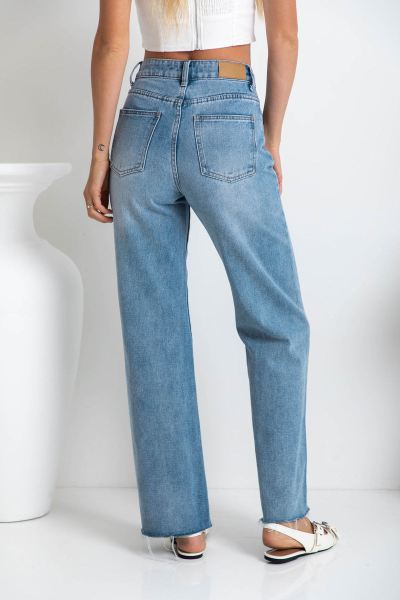 Dakota High-Rise Wide-Leg Denim Jeans - Light Wash - The Self Styler - The Self Styler