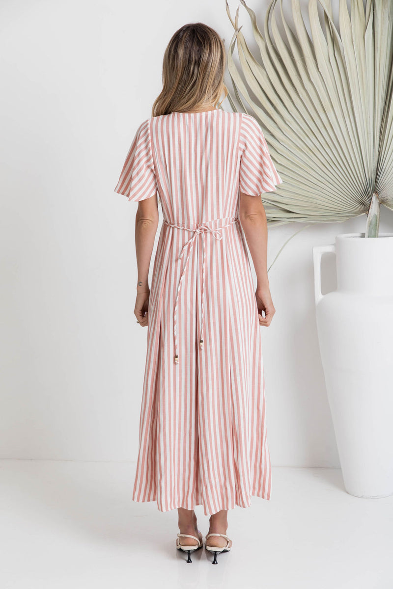 Vienna Maxi Dress - Pink Stripe - The Self Styler