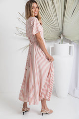 Vienna Maxi Dress - Pink Stripe - The Self Styler