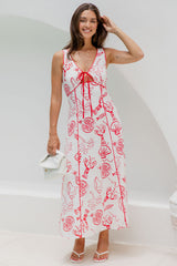 Elka Maxi Dress - White and Red Print - The Self Styler