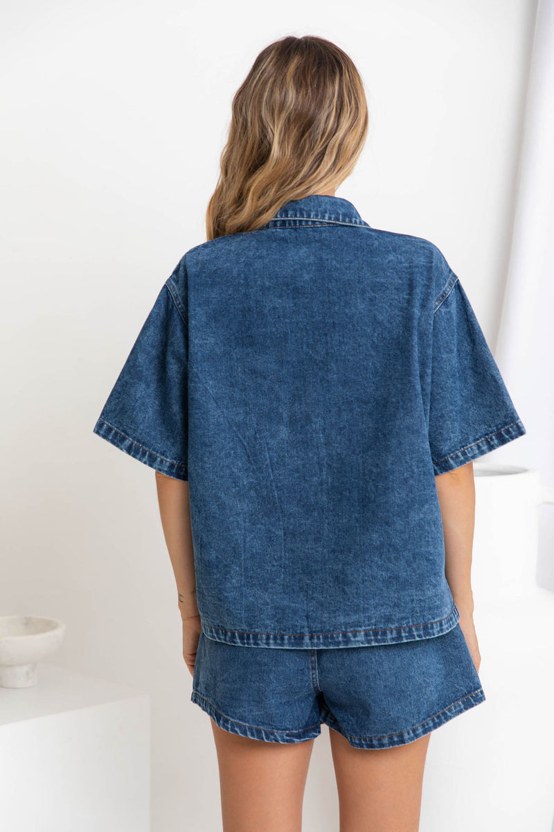 Selene Denim Shirt - Dark Wash - The Self Styler