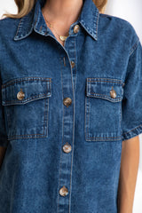 Selene Denim Shirt - Dark Wash - The Self Styler