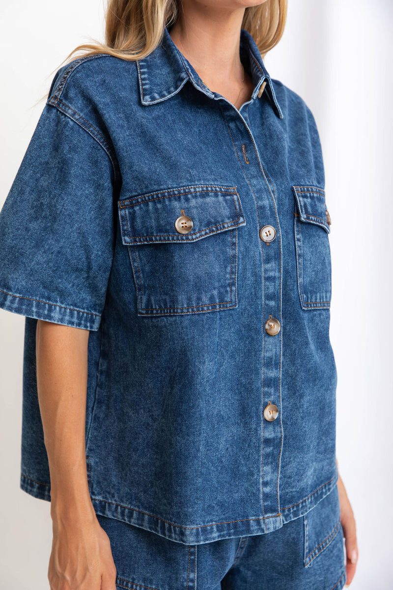 Selene Denim Shirt - Dark Wash - The Self Styler