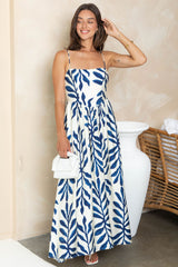 Indigo Maxi Dress - Blue and Cream - The Self Styler