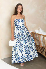 Indigo Maxi Dress - Blue and Cream - The Self Styler