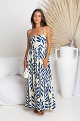 Indigo Maxi Dress - Blue and Cream - The Self Styler