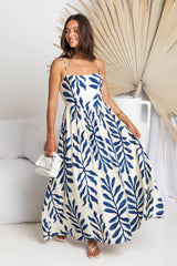 Indigo Maxi Dress - Blue and Cream - The Self Styler