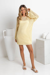 Cabo Crochet Mini Dress - Butter Yellow - The Self Styler