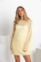 Cabo Crochet Mini Dress - Butter Yellow - The Self Styler