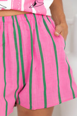 Bonnie Shorts - Pink and Green Stripes - The Self Styler