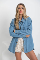 Daizie Denim Long Sleeve Shirt - Light Wash - The Self Styler