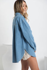 Daizie Denim Long Sleeve Shirt - Light Wash - The Self Styler