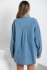 Daizie Denim Long Sleeve Shirt - Light Wash - The Self Styler