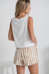 Mabel Shorts - Caramel Stripe - The Self Styler