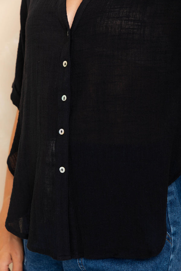 Dylan Linen Shirt - Black - The Self Styler