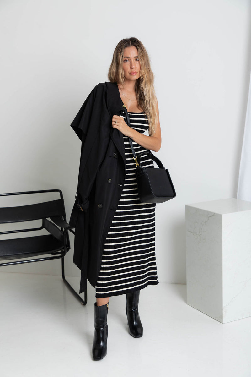 Ollie Knit Dress - Black and Cream - The Self Styler