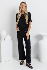 Freya Wide-Leg Denim Jeans - Black - The Self Styler