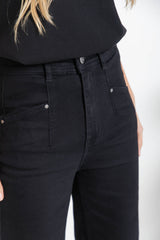 Freya Wide-Leg Denim Jeans - Black - The Self Styler