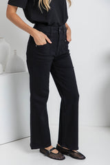 Freya Wide-Leg Denim Jeans - Black - The Self Styler