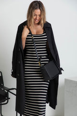 Ollie Knit Dress - Black and Cream - The Self Styler