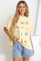 Summer Relaxed-Fit Graphic Tee - Yellow - The Self Styler