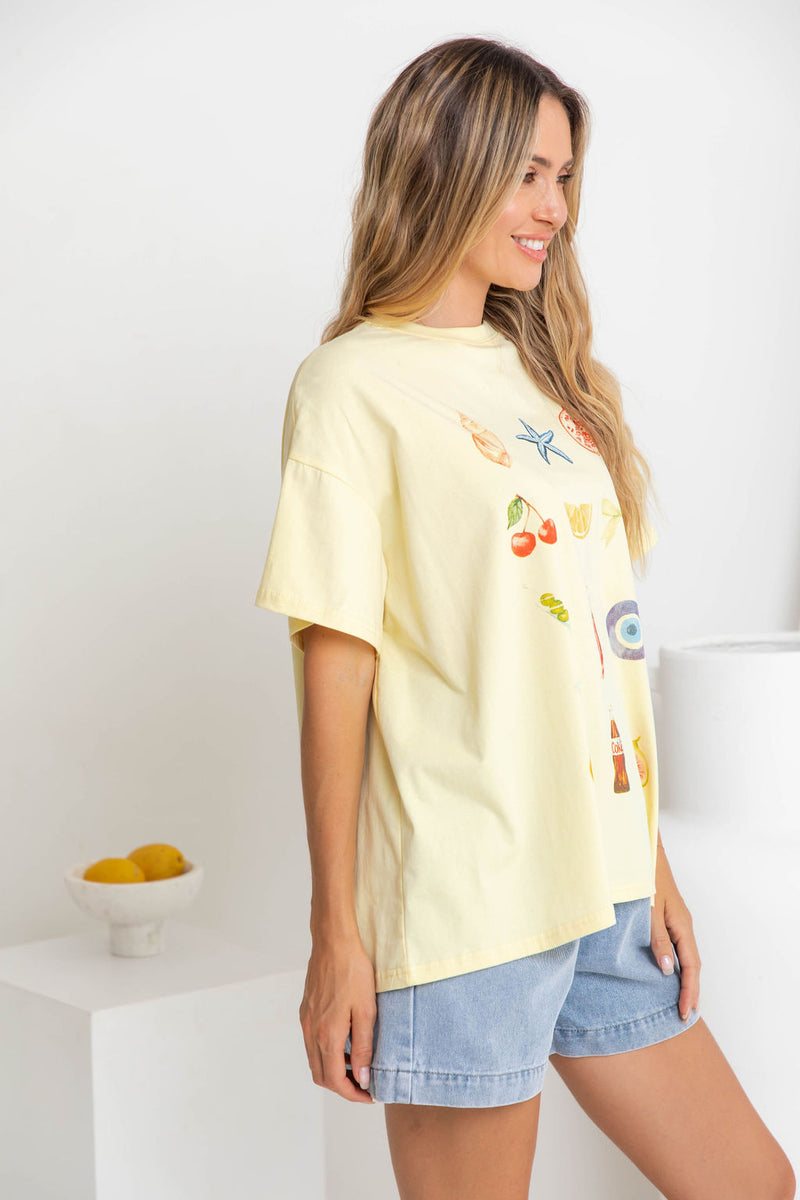 Summer Relaxed-Fit Graphic Tee - Yellow - The Self Styler