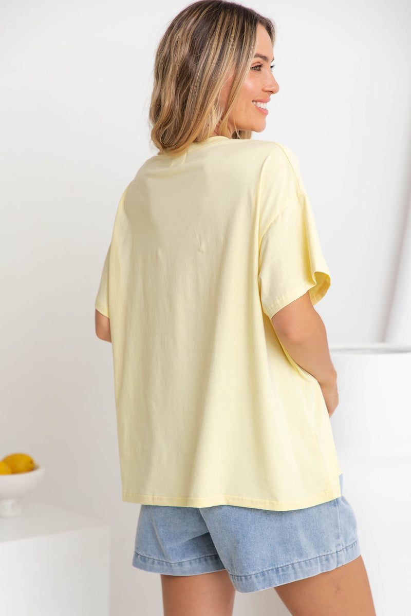 Summer Relaxed-Fit Graphic Tee - Yellow - The Self Styler