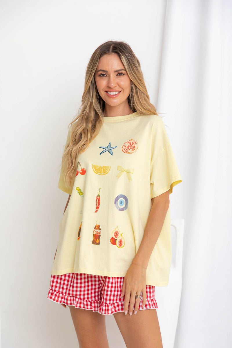 Summer Relaxed-Fit Graphic Tee - Yellow - The Self Styler